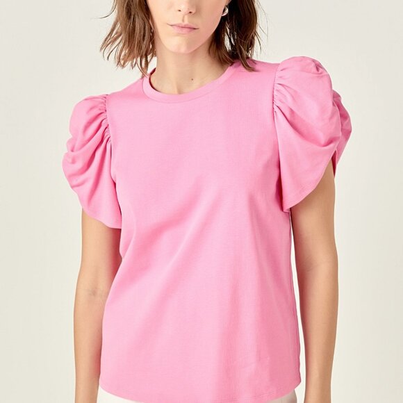 NWT English Factory Ruched Sleeve Tee - Picture 2 of 4